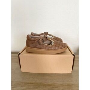 Consciously Baby Leather Woven T-Bar Sandals Walnut Brown Toddler Size 7 NIB